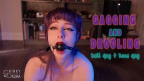 Gagging And Drooling - Bone Gag and Ball Gag Play Close Up
