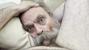 straight down his gullet - moustache grandpa cocksucker tyler preston swallows huge load