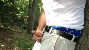 Horny, so I Stopped on the Trail to Jerk-off Against a Tree