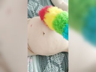 duster cleaning the dust from my curvy wife