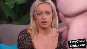 SPH CFNM domina with disgusted face jerks small cock guy
