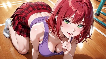 Fiery Kouhai Hentai Goddess Moans Riding Wild in Empty Sports Hall
