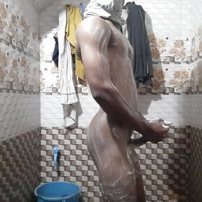 Hot 18 year old boy bathing and masterbating