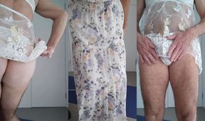 Crossdresser Stripteases White Lingerie 1