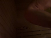 Public Gooning in gym sauna