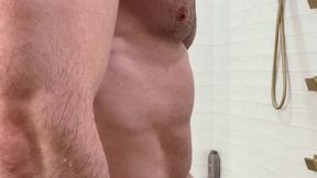 Danny Steele Soaps Up and Washes his Hard Muscles and Fat Cock