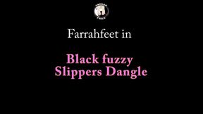 Black fuzzy Slippers Dangle