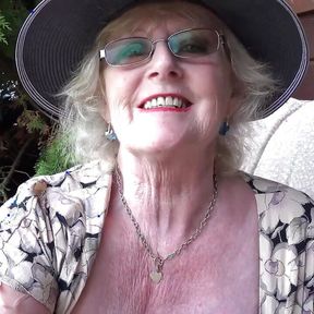 Auntjudys - 66yo Hairy Mature GILF Mrs. Claire Sucks Your Cock in the Garden (pov)