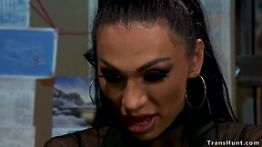 Redhead black anal banged by transsexual domme