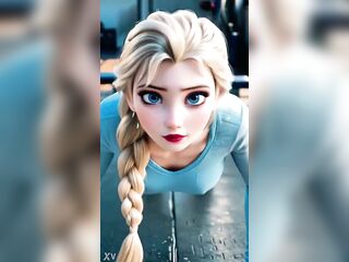 Looks like Queen Elsa is training hard. What's this babe training for? AI-generated