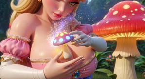 Beautiful Princess Peach Naked Peaceful Morning Garden Routine Tending Magical Flowers Mushroom Kingdom Nature