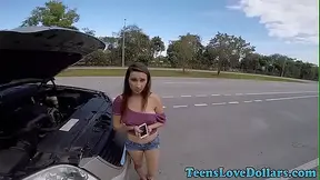 Tiny petite with thick boobs banged rock-hard outdoors for money