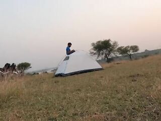 Outdoo in the tent at evening in a peaceful environment