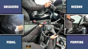Latex Girl in Reebok Sneakers Hard Rip a BMW E30 1080 - Pedal Pumping - Driving - Girl Driver - Nylon Clothing - Foot Fetish - Retro Car - Foot Worship - Latex Pants - Learning to Drive - Revving - Manual Transmission - Gear Shifting