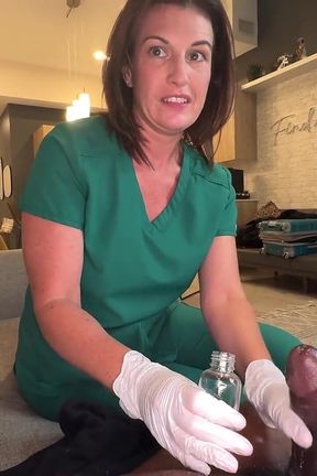 Dripdrop Nurse Jenn Cameron Loves Licking His Nipples, Jerking, and Sucking Him for a Sample!!