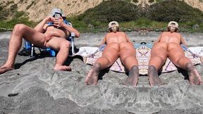 Pink Pussy And Big Dick Hanging On The Nudebeach. Voyeurs Dream