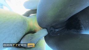 Nice ass Ana enjoys her man's white cock in the pool and near it