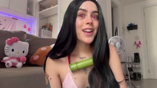 Naughty Nezuko playing with her new sex machine