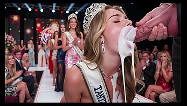 A beauty contest went wrong and turned into a blowjob and cum eating contest! (Ai generated)