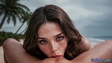 A cute girl who works at the hotel decided to show me a deserted beach on this island, but I couldn't resist and fucked her right there[AI]