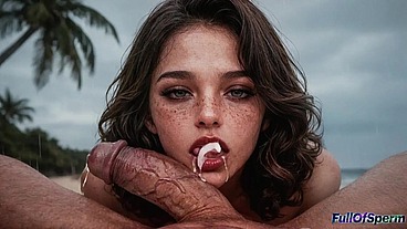 A cute girl who works at the hotel decided to show me a deserted beach on this island, but I couldn't resist and fucked her right there[AI]