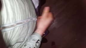 cumming in leather lady jacket