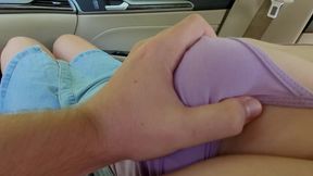 Masturbating Hot Stepsister with Big Tits in the Car