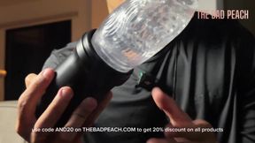 Heterosexual masturbates with new and modern toy