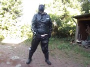 Outdoor pawing in sweatsuit