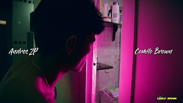 Camilo Brown Caught Hot Twink Andres ZP Jerking To Him And Invited Him Into The Shower For An Amazing Blowjob
