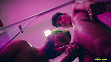 Camilo Brown Caught Hot Twink Andres ZP Jerking To Him And Invited Him Into The Shower For An Amazing Blowjob