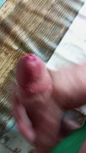 Jerking off my big fat cock until I cum a lot in the foreground