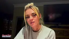 Petite sassy milf gives a massage and grips his thick cock firmly