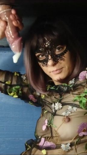 Captivating moment from &quot;Milking Table Cum in Condom Handjob&quot;