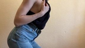 Spanking Surprise: A Tight Jeans Tease with a Bold Belt!