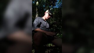 Tugging off in the park