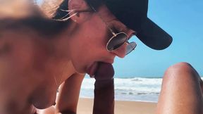 Teen girl enjoys wild nudist beach &mdash;  jerks off &mdash;  sucks dick&#x1F32D; &mdash;  shows legs &mdash;  public outdoor blowjob