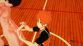 Haikyuu Yaoi - Kageyama Lets Hinata Jerk Him Off And Then Fucks Him On The Court - Car Toon