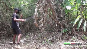 this guy bareback finds himself masturbating in the field while he clears his plantations. this is real public sex. raw