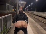 Risky public outdoor anal dildo compilation