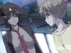 hentai sensual touching a wife in a outdoors train uncensor