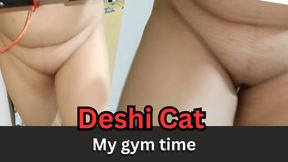 Horny stepsister walking nude in gym, pervert stepfather filming her move