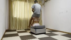 Shoulde ride and ponyplay with a nurse uniform girl in home #AS046