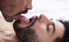 Two men with girthy cocks are fucking one tight ass