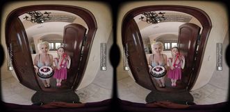 Stepmom Guides Stepdaughter in Virtual Reality Threesome Experience