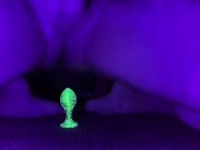 Glow in the dark Buttplug/pierced cock / cum shot/UV