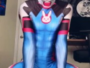 Overwatch Dva Cosplayer femboy twink riding a big dildo