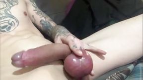 Solo Young Man with Tattoos Masturbating Dick