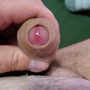 Pre-cum jerk off and cumshot on belly