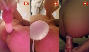 Knot Dildo Ejaculates Deep Creampie Destroying Ass Gushing Cum